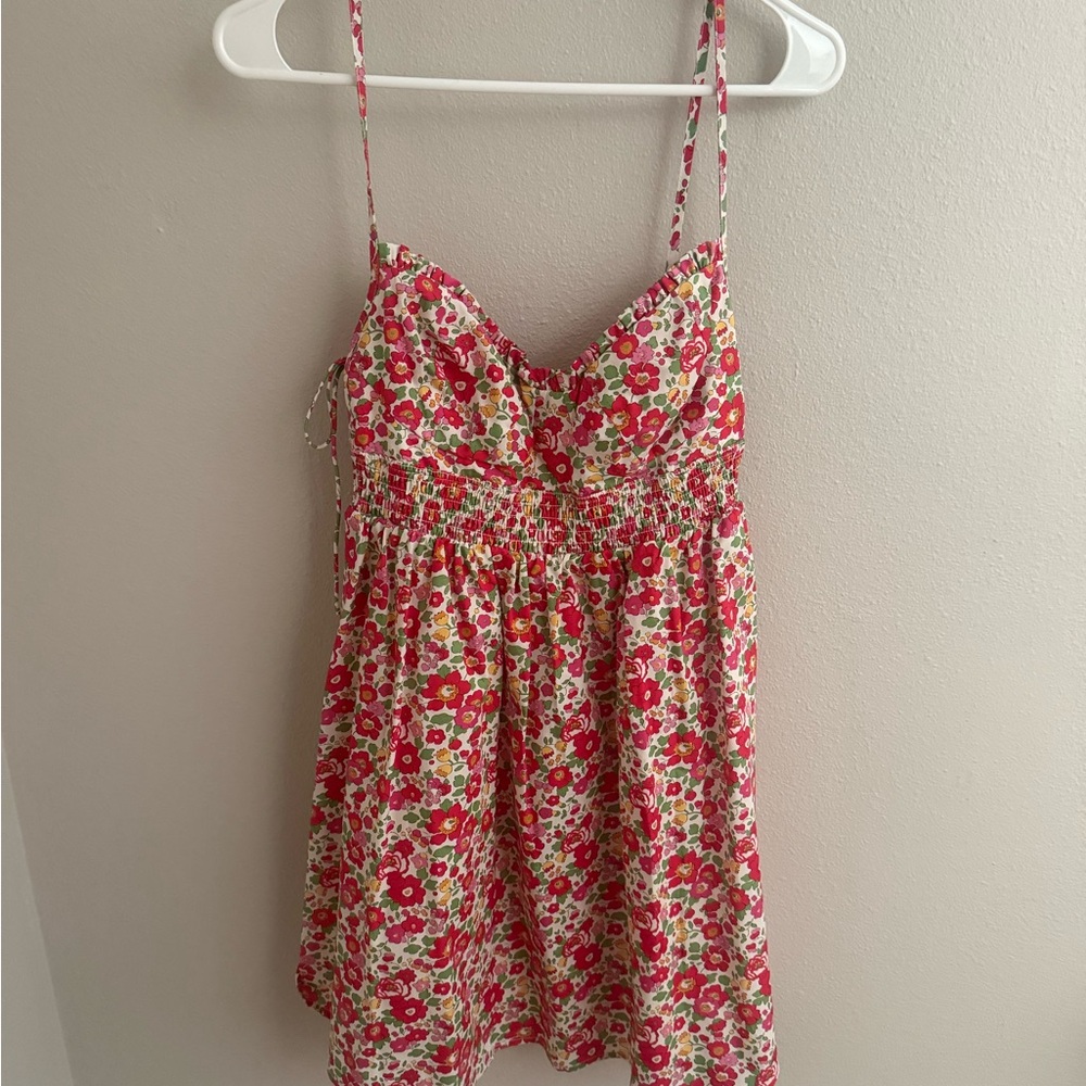 For Love And Lemons Red and White Floral mini dress